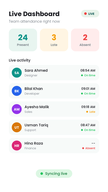 Live dashboard